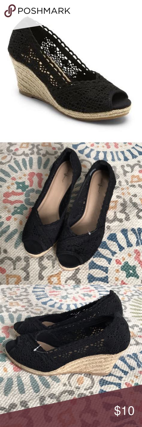 Black Crochet espadrilles .